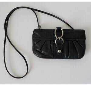 Y2K Sigrid Olsen Black Mini Purse Leather Crossbody Shoulder Bag Organizer 7x4